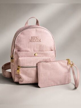 Steve Madden Blush Pink Mini Backpack with Matching Zip Pouch